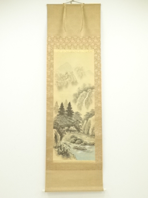 清泉筆『山水』四幅対掛軸 道具 ] - 道具 祥泉筆 山水 肉筆絹本掛軸 | ネットショップ圭 netshop